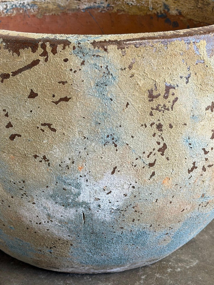 Pair of Monumental Low Bowl Terra Cotta Planters
