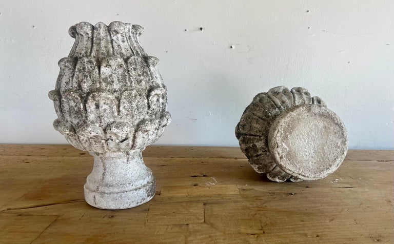 Pair of 19th C. Italian Stone Artichokes