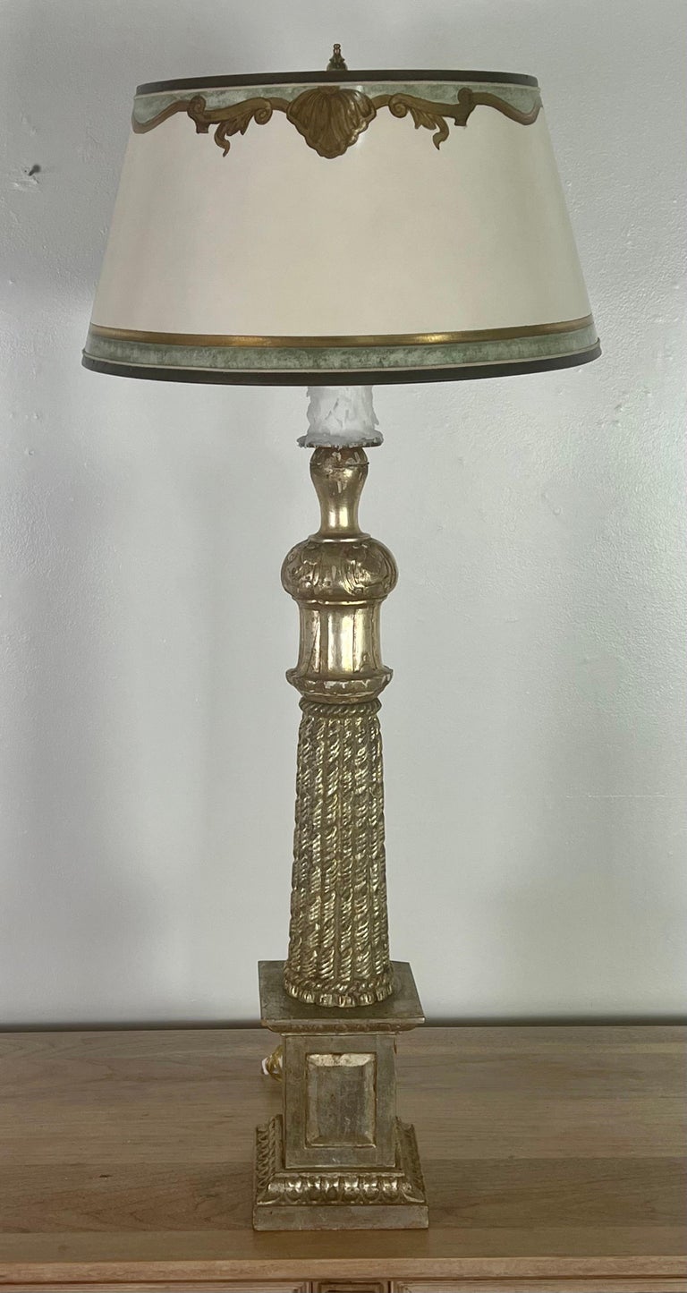 Pair of Italian Borghese Lamps with Parchment Shades