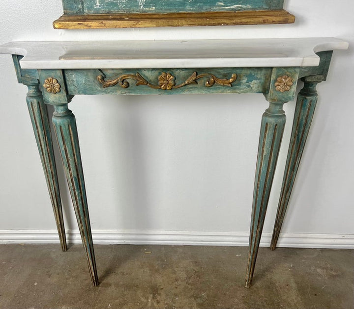 1930’s Italian Painted & Parcel Gilt Console and Mirror