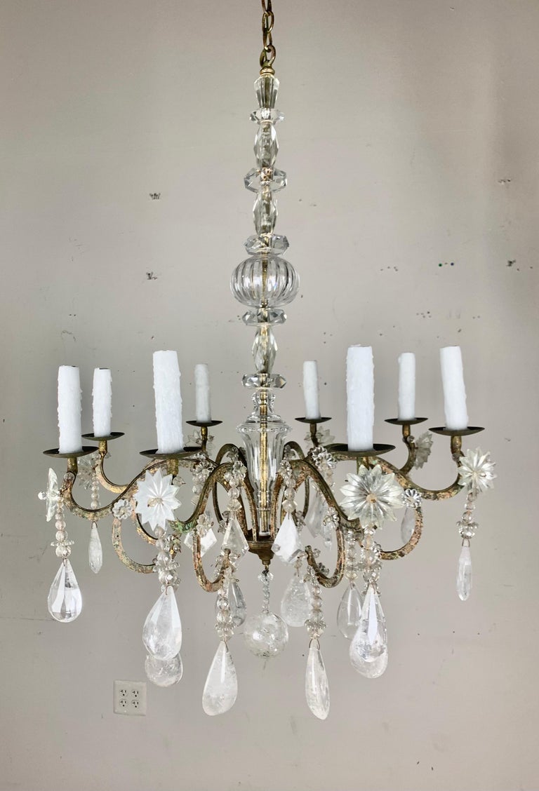 Eight Light Rock Crystal Chandelier C. 1930's