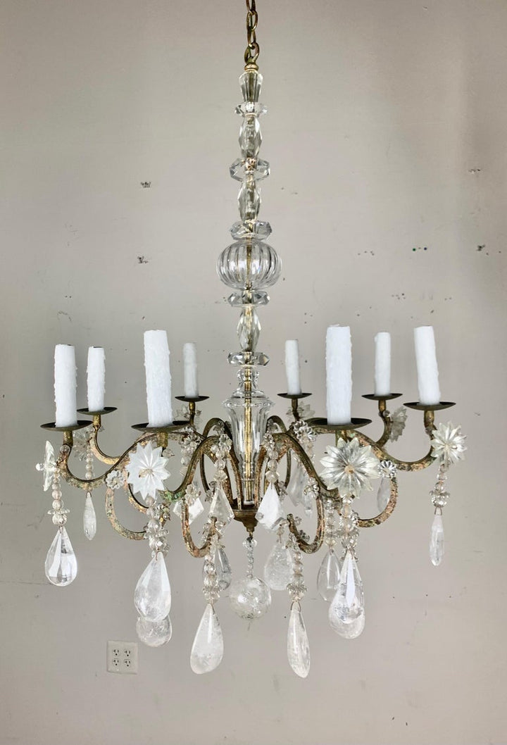 Eight Light Rock Crystal Chandelier C. 1930's