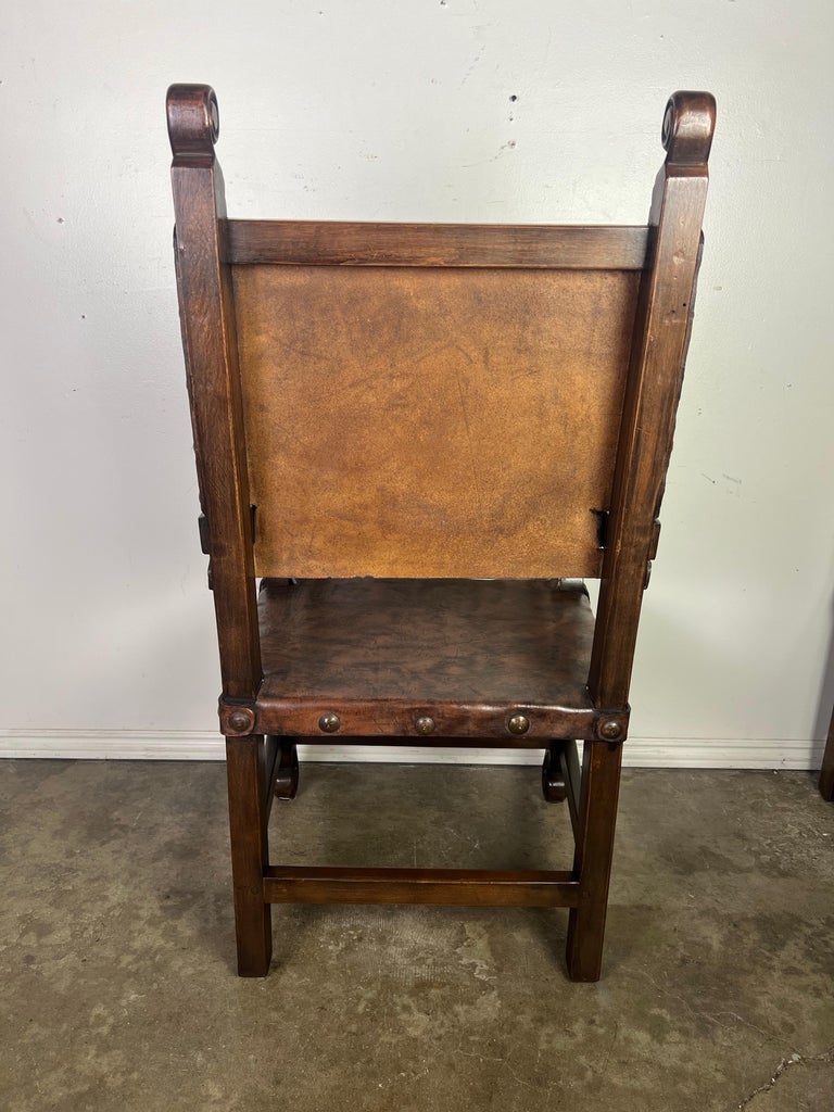 Set of Ten Spanish Leather Dining Chairs C. 1940's