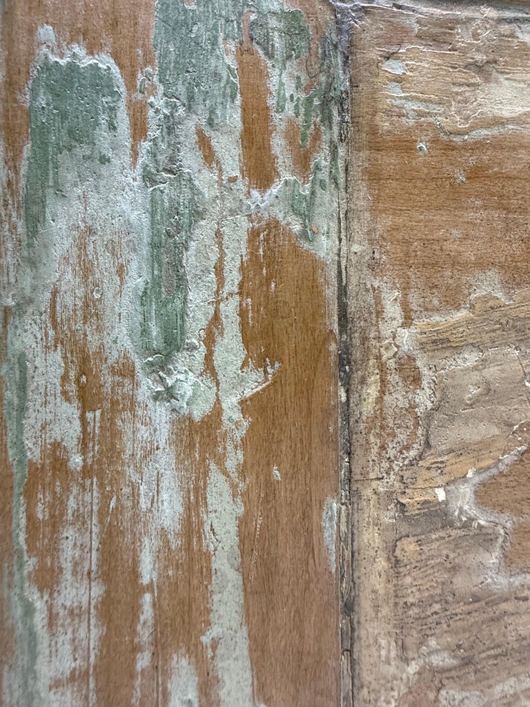 Weathered Swedish-Style Pine Console Table with Lyre-Shaped Supports