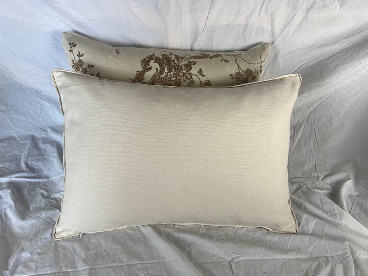 Pair of Venezianina Patterned Gold & Cream Fortuny Pillows