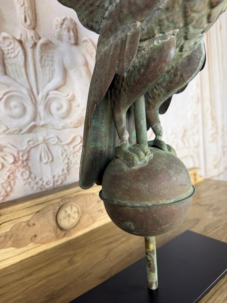 Folk Art Copper Eagle Weathervane on Iron Base