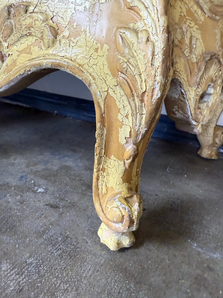 Pair of Louis XV–Style Painted Bombe Commodes with Carved Rococo Ornament