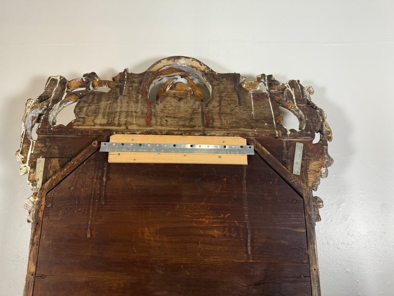 Pair of Monumental Italian Baroque Giltwood Mirrors-18th Century