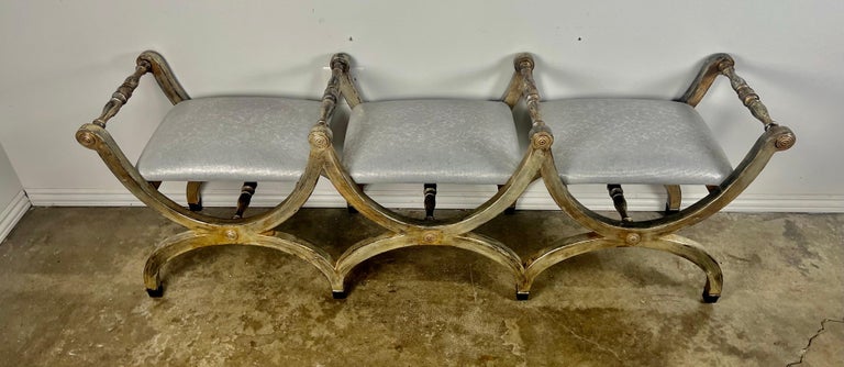 Silvered 3-part Borghese Bench  C. 1930's