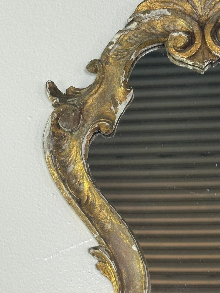 Antique Italian Rococo Giltwood Wall Mirror, Early 19th Century