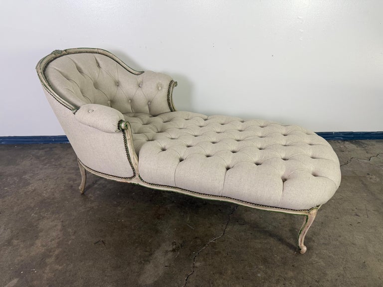 French Louis XV Style Tufted Chaise Lounge