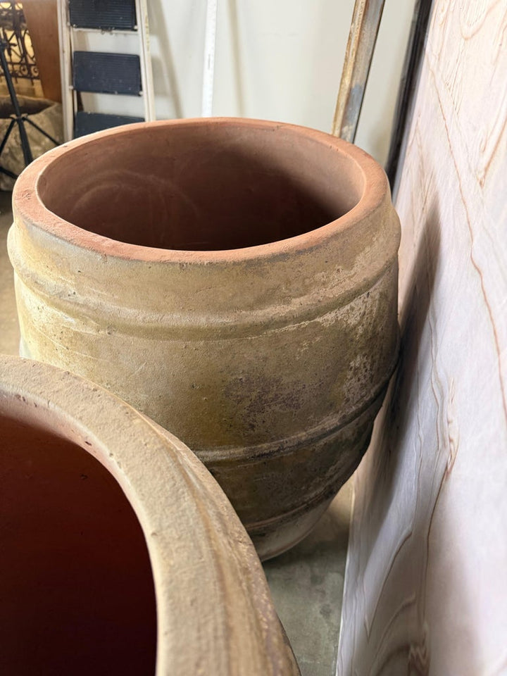 Pair of Antique Mediterranean Terracotta Storage Jars with Weathered Patina
