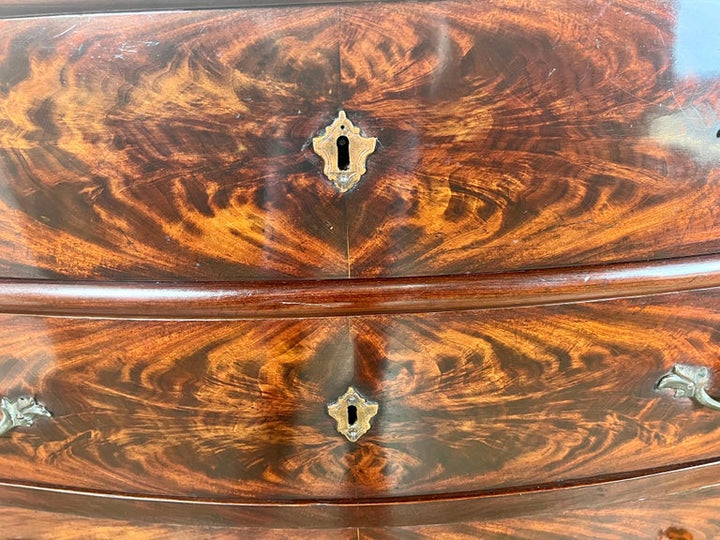 19th Century English Feathered Mahogany '4' Drawer Commode