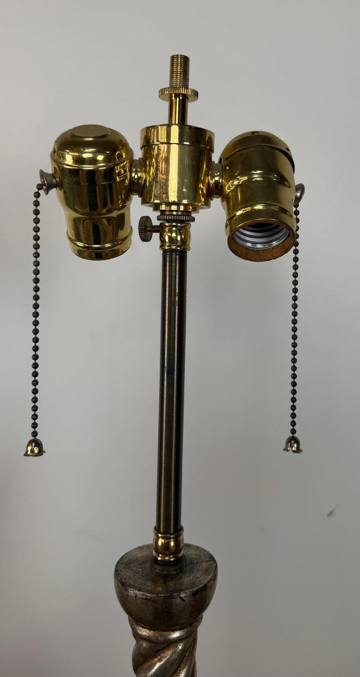 Pair of Italian Baroque Barley Twist Table Lamps - Silvered and Giltwood
