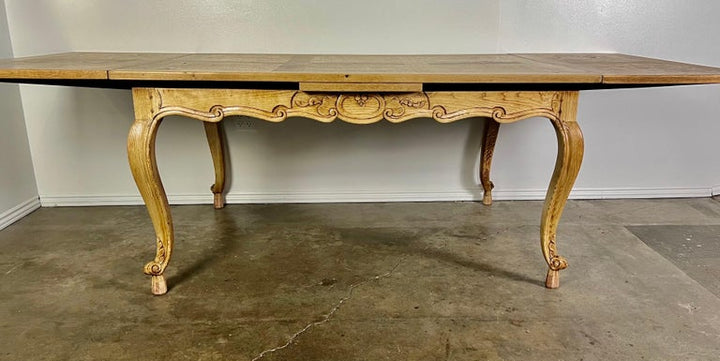 19th Century French White Oak & Burl Walnut Dining Table