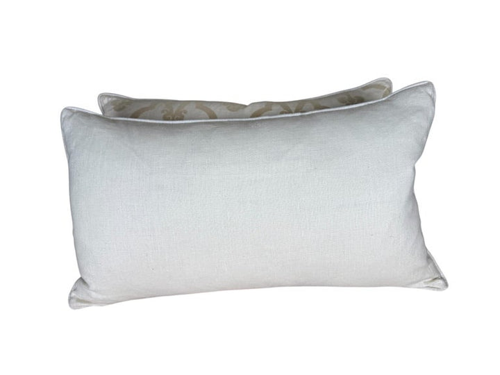 Pair of Custom Cut Velvet and Linen Pillows