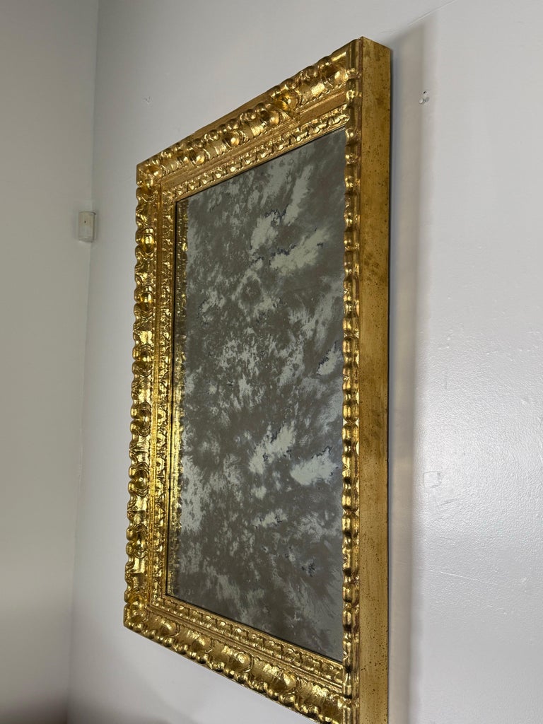 Italian Giltwood Mirror with Deep Oxidized Glass