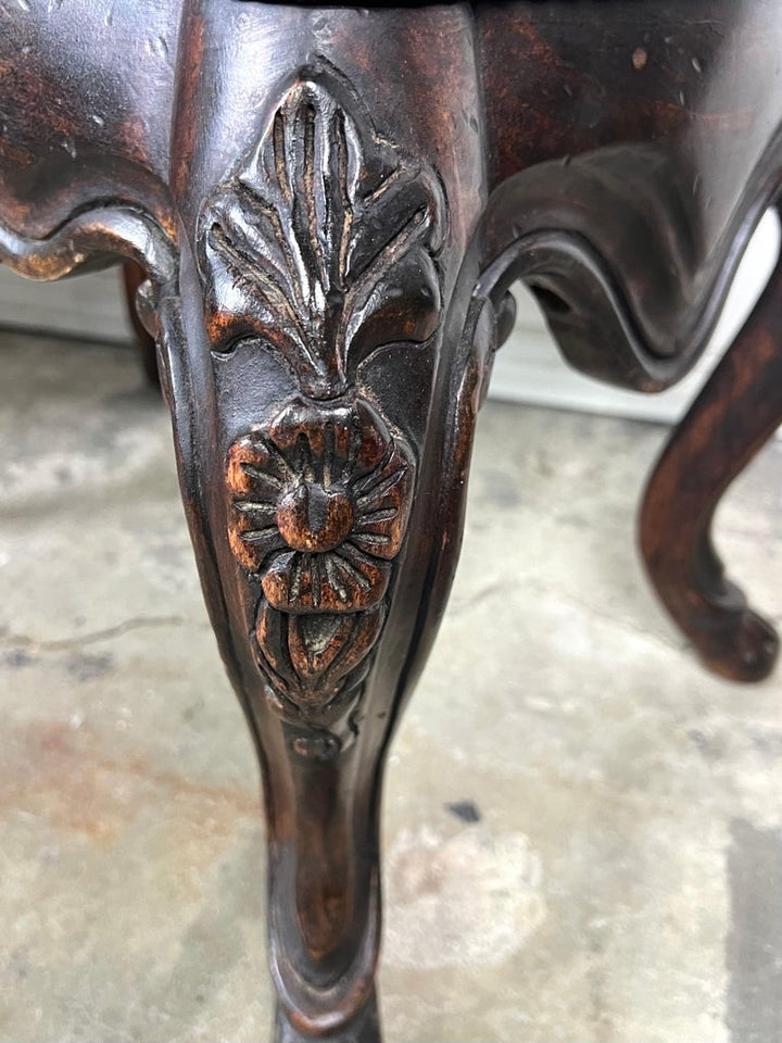 Pair of French Walnut Leather Tufted Benches