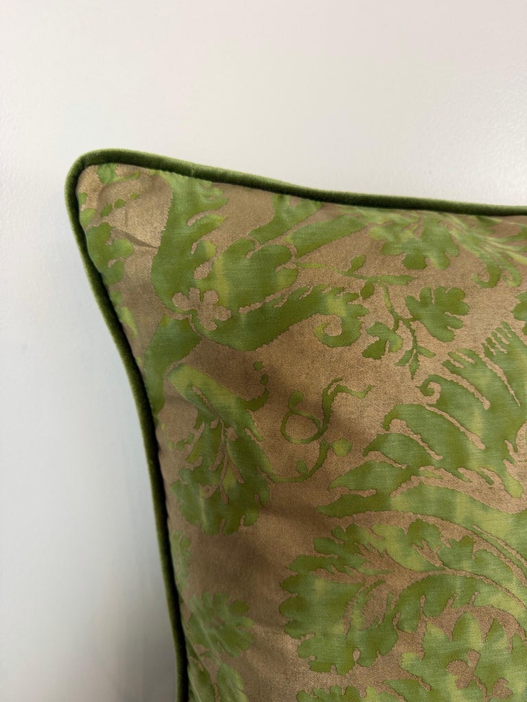 Mariano Fortuny Glicine Patterned Pillows, Moss Green &amp; Gold Damask