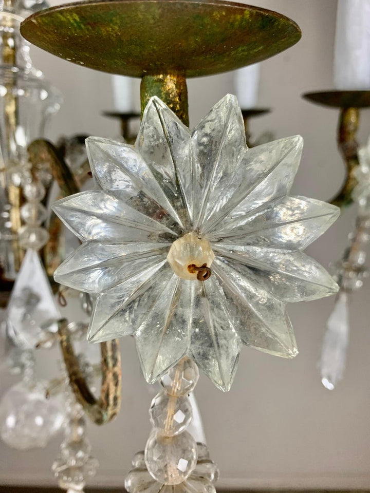 Eight Light Rock Crystal Chandelier C. 1930's