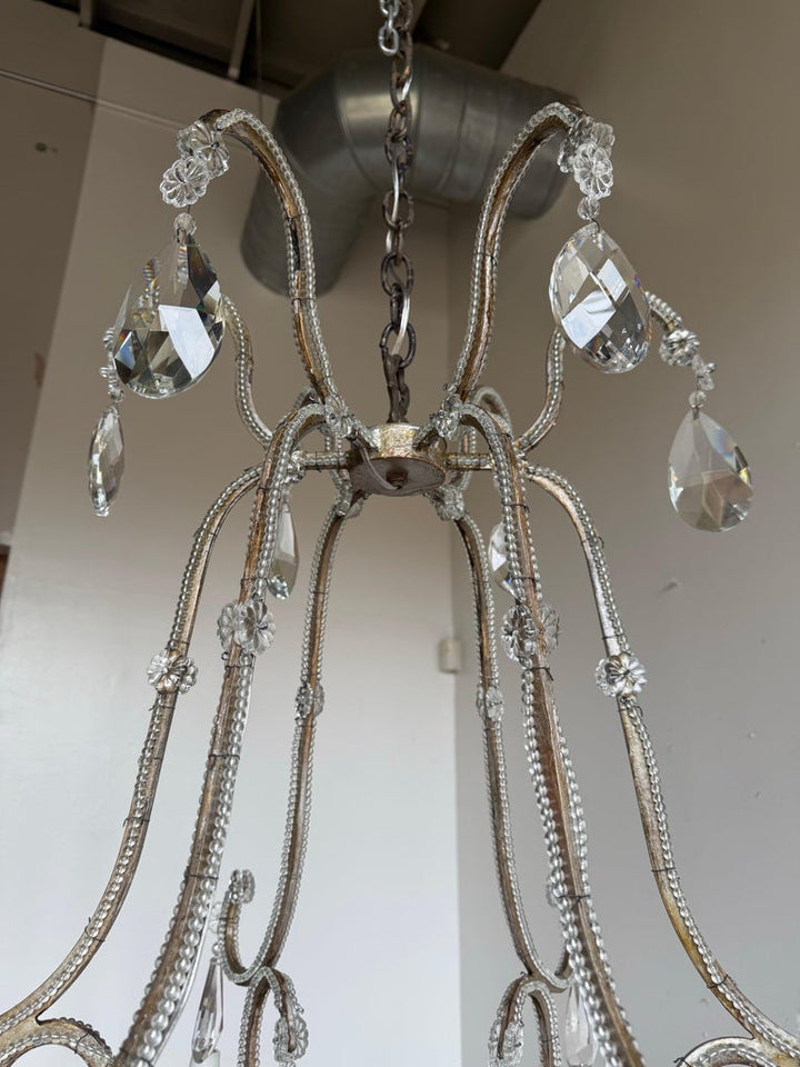 Italian Crystal Beaded Chandelier, Mid-20th Century