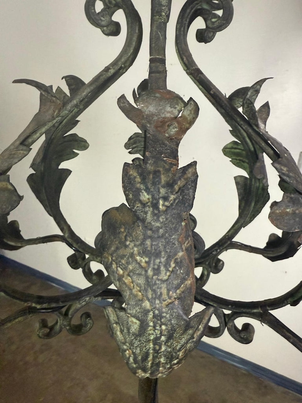Pair of Spanish Six-Light Wrought Iron Chandeliers