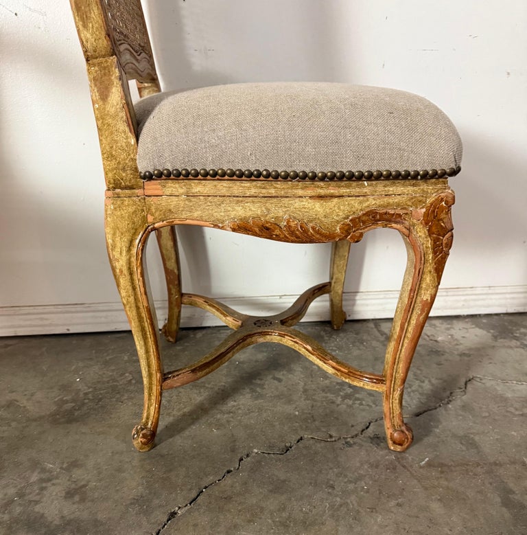 Set of Eight French Painted Caned Back Dining Chairs