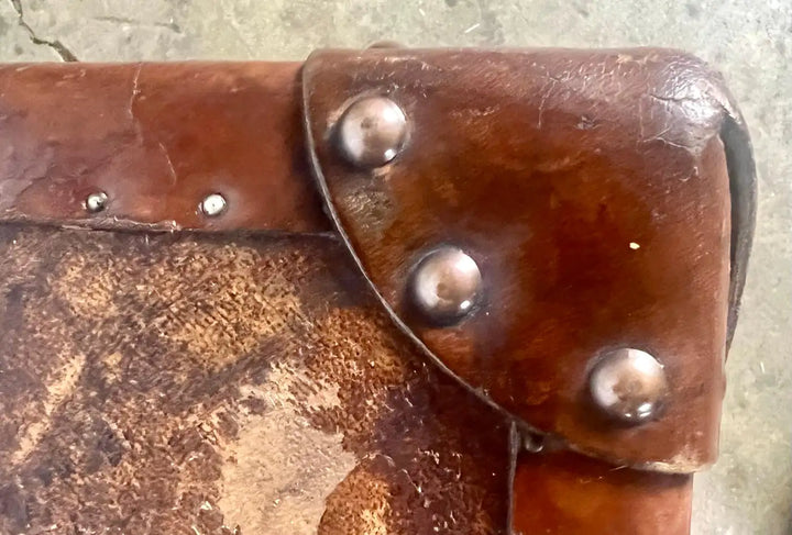 19th C. English Leather Coffee Table/Steamer Trunk