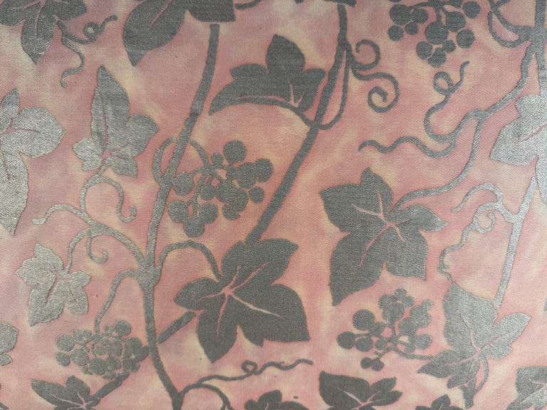 Pair of Authentic Fortuny “Vine & Grapes” Pattern Pillows in Coral and Gold