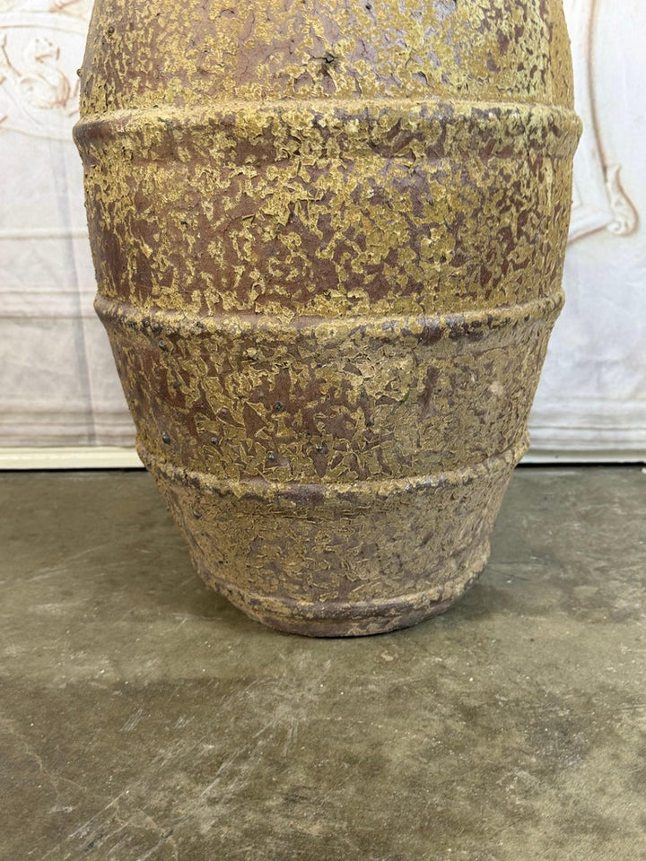 Ribbed Terracotta Storage Vessel with Ochre Encrusted Patina