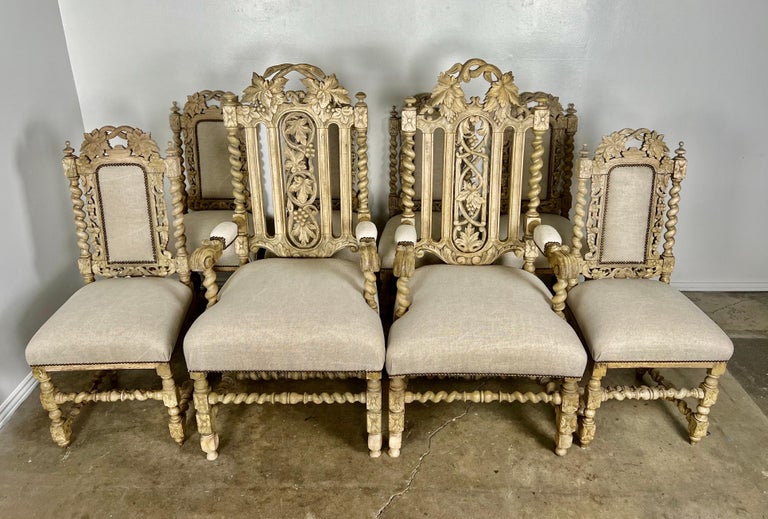 Set of 19th Century English Bleached Oak Dining Chairs