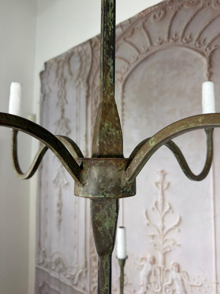 Modern Hand-Forged Wrought Iron Chandelier by Melissa Levinson, USA