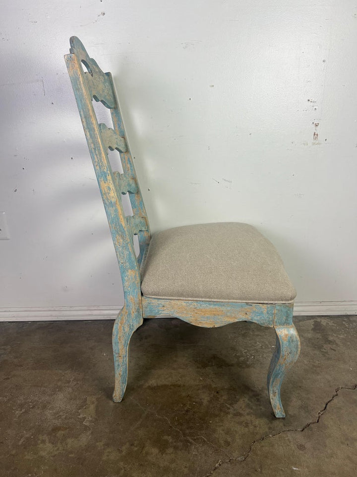 Set of Eight French Painted Ladder Back Dining Chairs