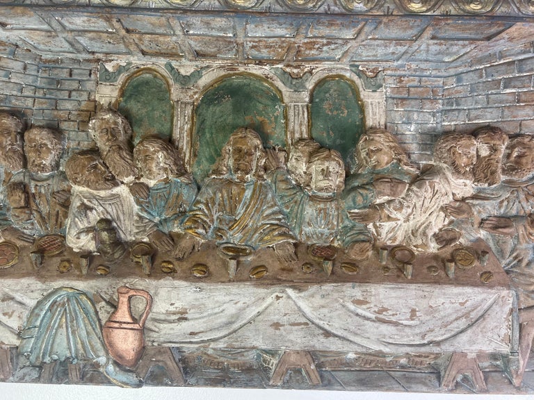 Italian Carved Wood Depiction of "The Last Supper"