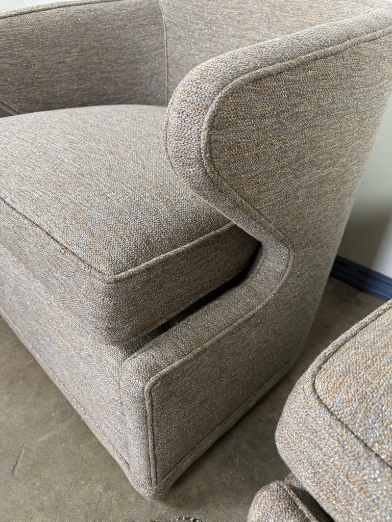 Pair of Upholstered Swivel Armchairs