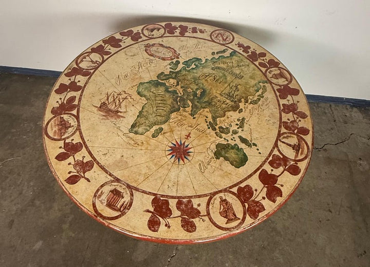 Hand-Painted Italian Map Center Table, circa 1940s