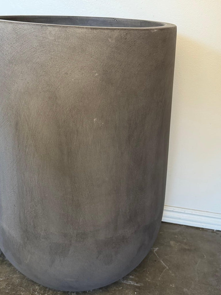 Pair of Monumental Tall Cylinder Planters - Dark Slate Gray pots