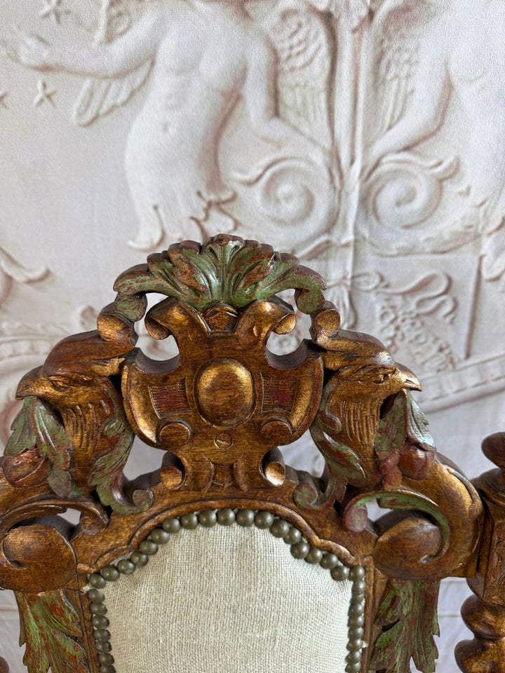 Set of 10 chairs Italian Renaissance Revival Polychrome Giltwood Dining Chairs