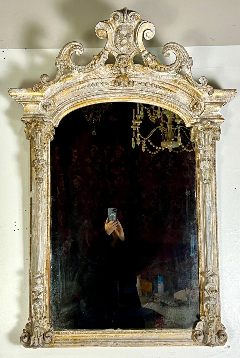 19th-Century French Rococo Style Painted Mirror