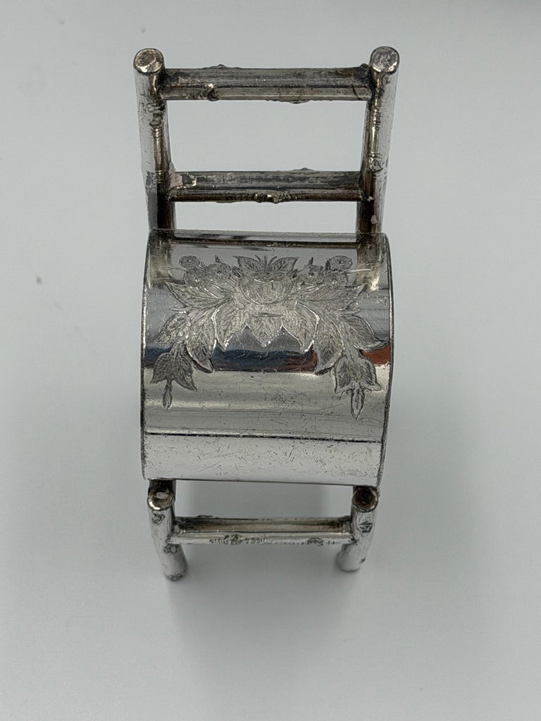 Set of 6 American Victorian Sterling Silver Figural Chair Napkin Rings