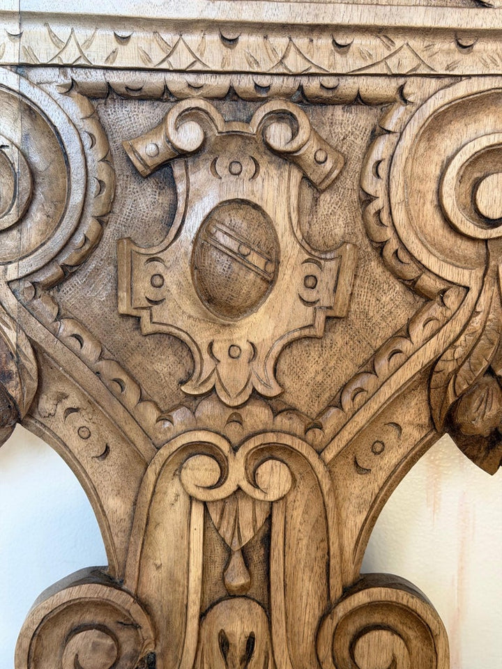 Pair of 19th C. Italian Renaissance Sgabello Hall Chairs - Heavily Carved Walnut