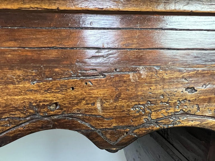 18th Century, French Walnut Leather Top Writing Table W/ Bronze Hardware