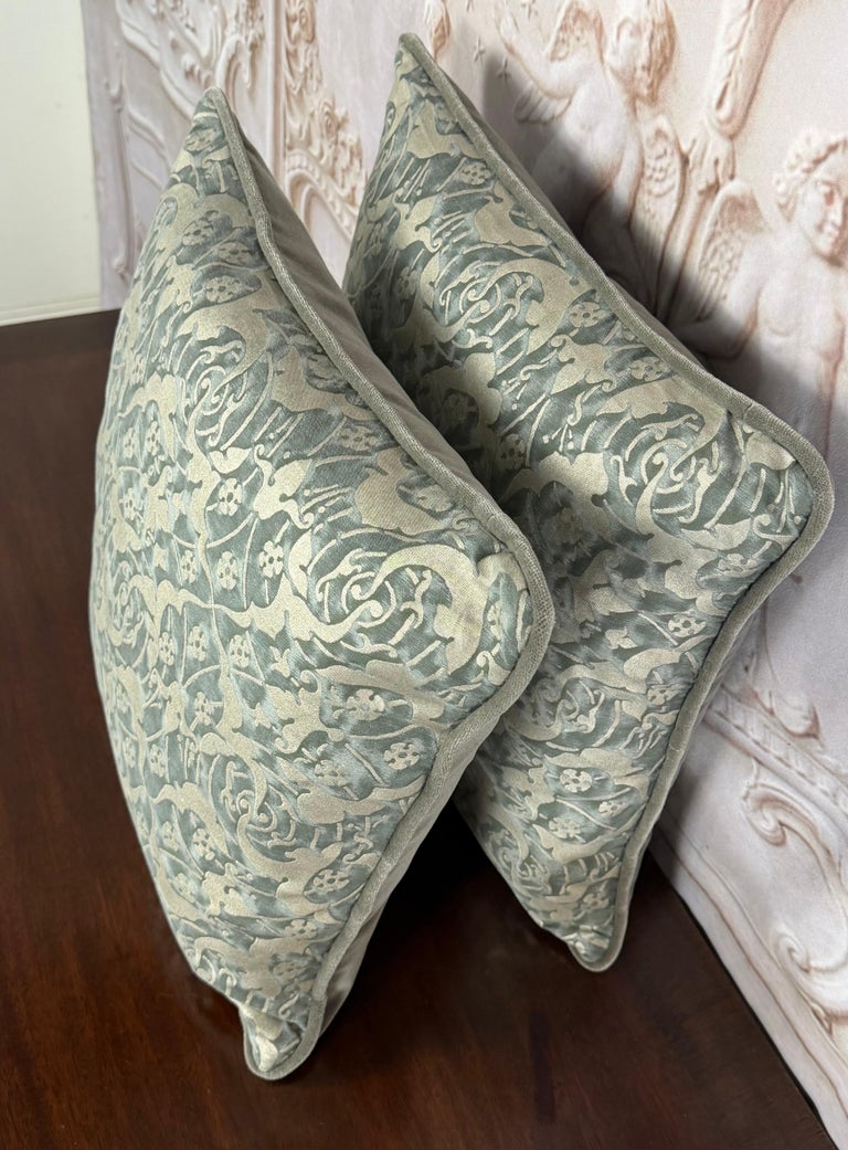 Pair Of Authentic Venetian Oneiroi Patterned Fortuny Pillows