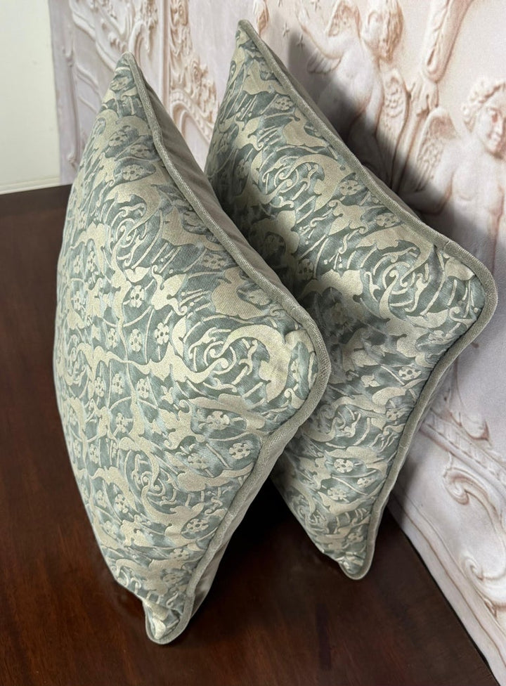 Pair Of Authentic Venetian Oneiroi Patterned Fortuny Pillows