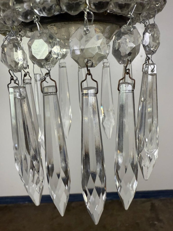 Elegant Early 20th Century Empire-Style Crystal Beaded Chandelier