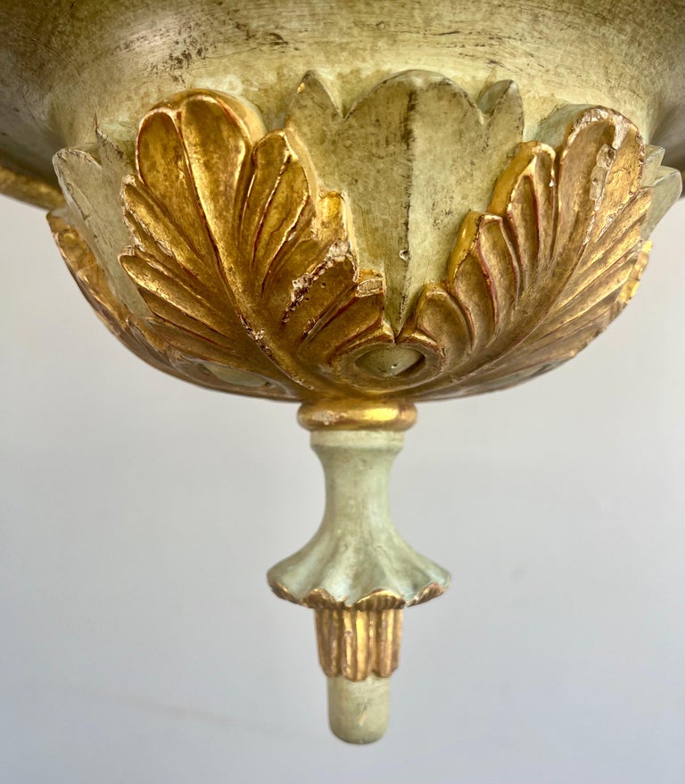 Italian Painted & Parcel Gilt Six Light Chandelier