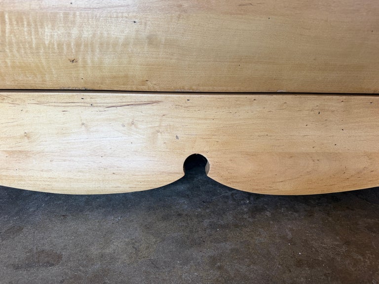 A Sculptural Dutch Bombe Commode in Bleached Maple