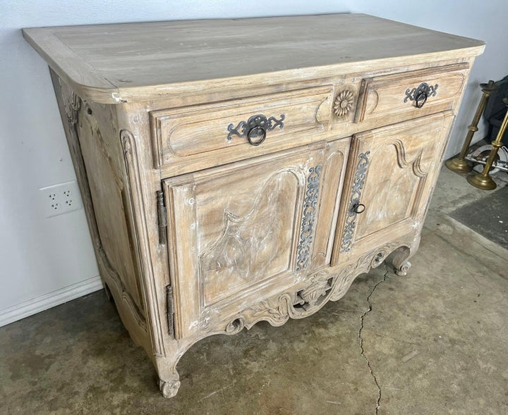 18th C. French Carved Buffet with Distressed Painted Finish