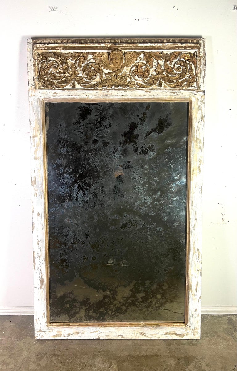 19th C. Painted & Parcel Gilt Mirror