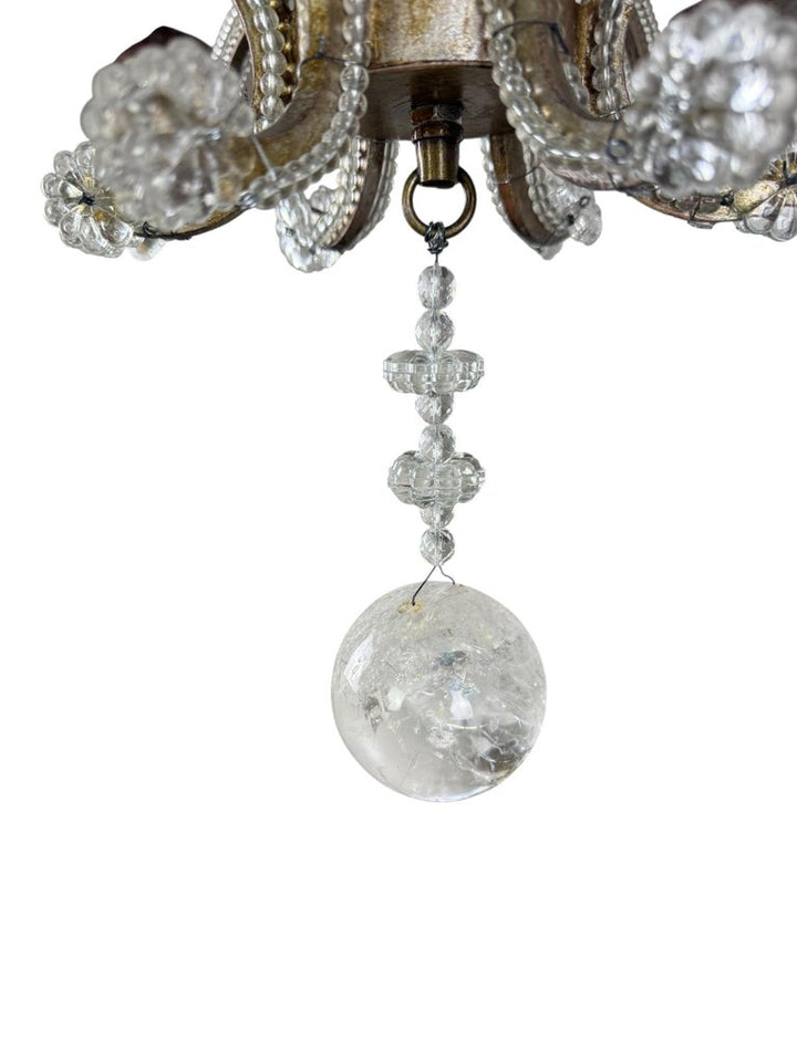 Elegant Rock Crystal and Iron Six-Light Chandelier